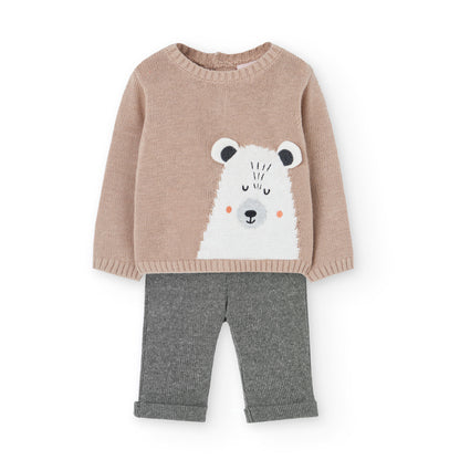 CONJUNTO PUNTO  BEIGE ANIMALITO