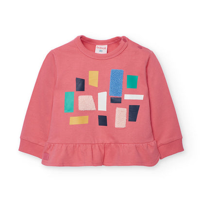 SUDADERA FELPA ROSA CON FLORES