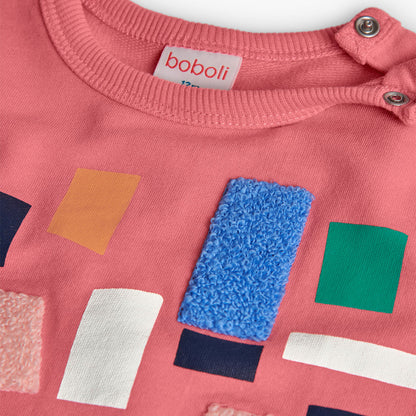 SUDADERA FELPA ROSA CON FLORES